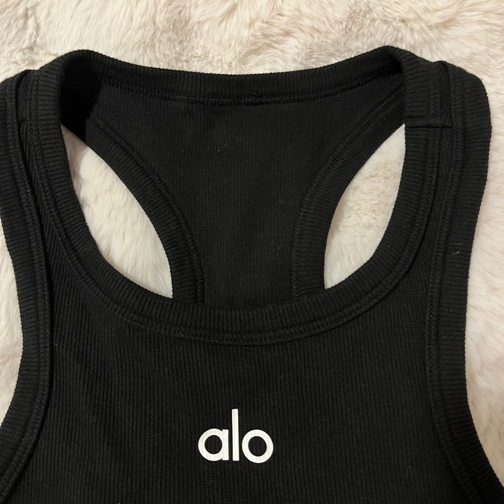 ALO Yoga Black Racerback Crop Top - Picture 2 of 3